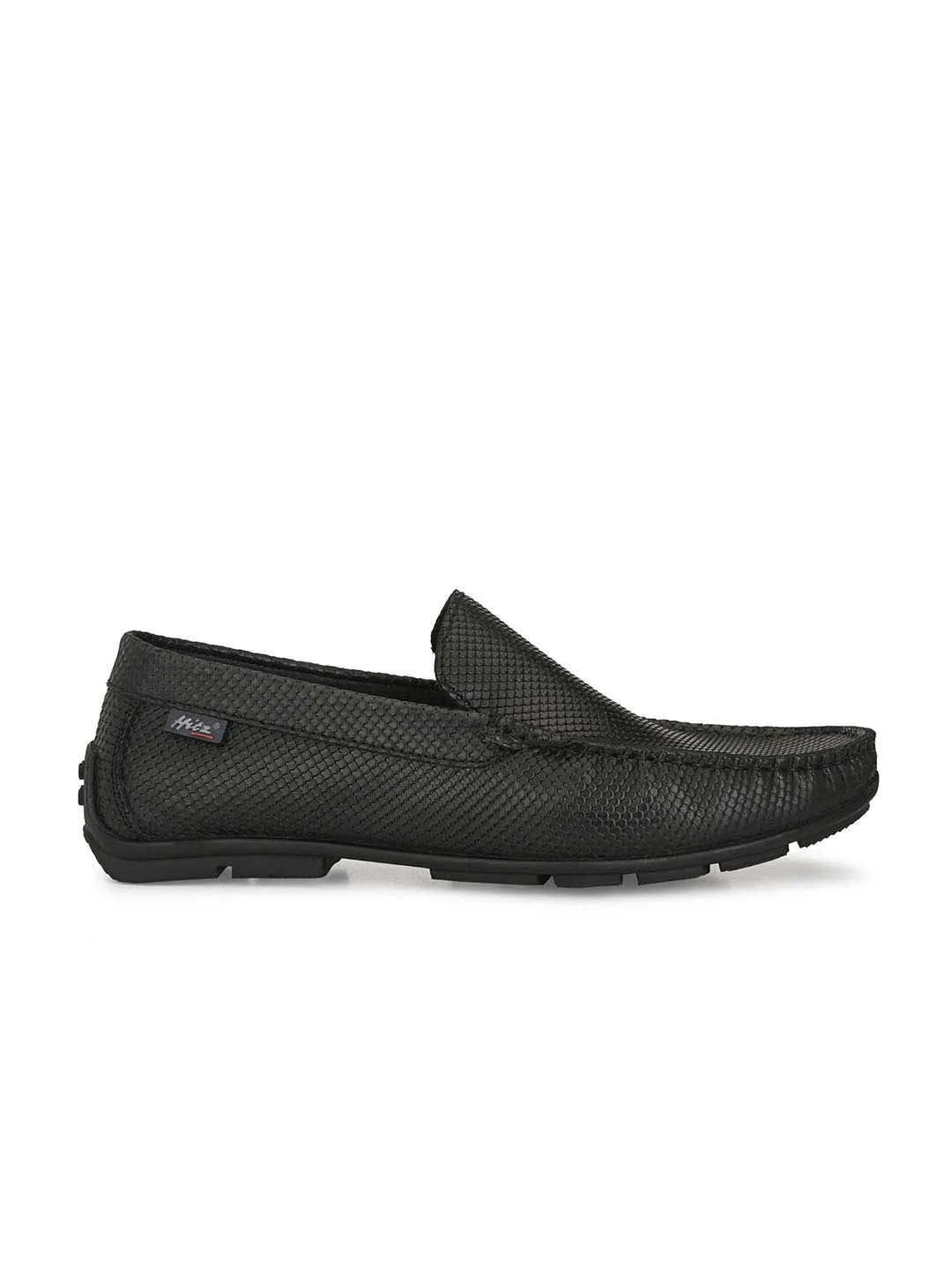 Hitz Men's Black Leather Moccasins Loafer Shoes