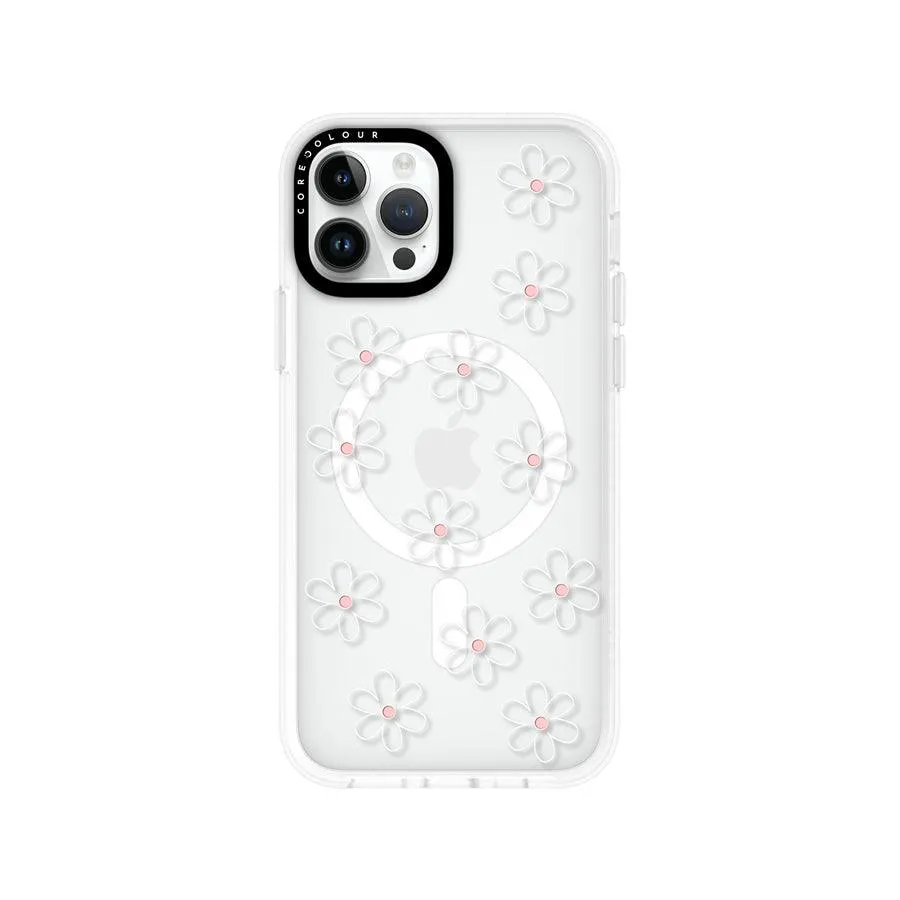 iPhone 12 Pro White Flower Minimal Line Phone Case MagSafe Compatible