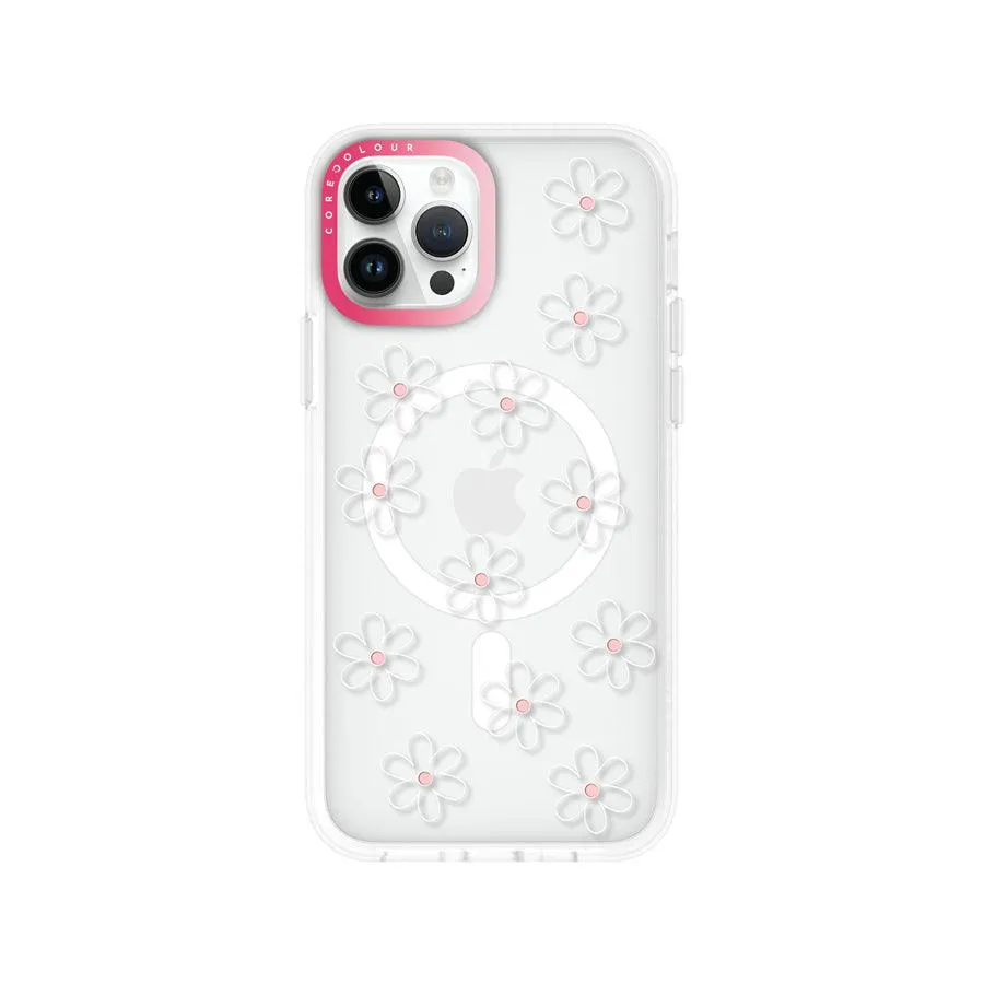 iPhone 12 Pro White Flower Minimal Line Phone Case MagSafe Compatible