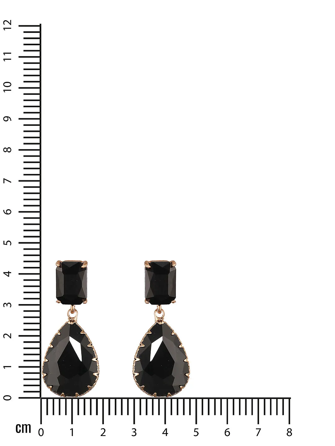 Jazz and Sizzle Gold-Plated Black Transparent Stone Studded Contemporary Tear Drop Earrings