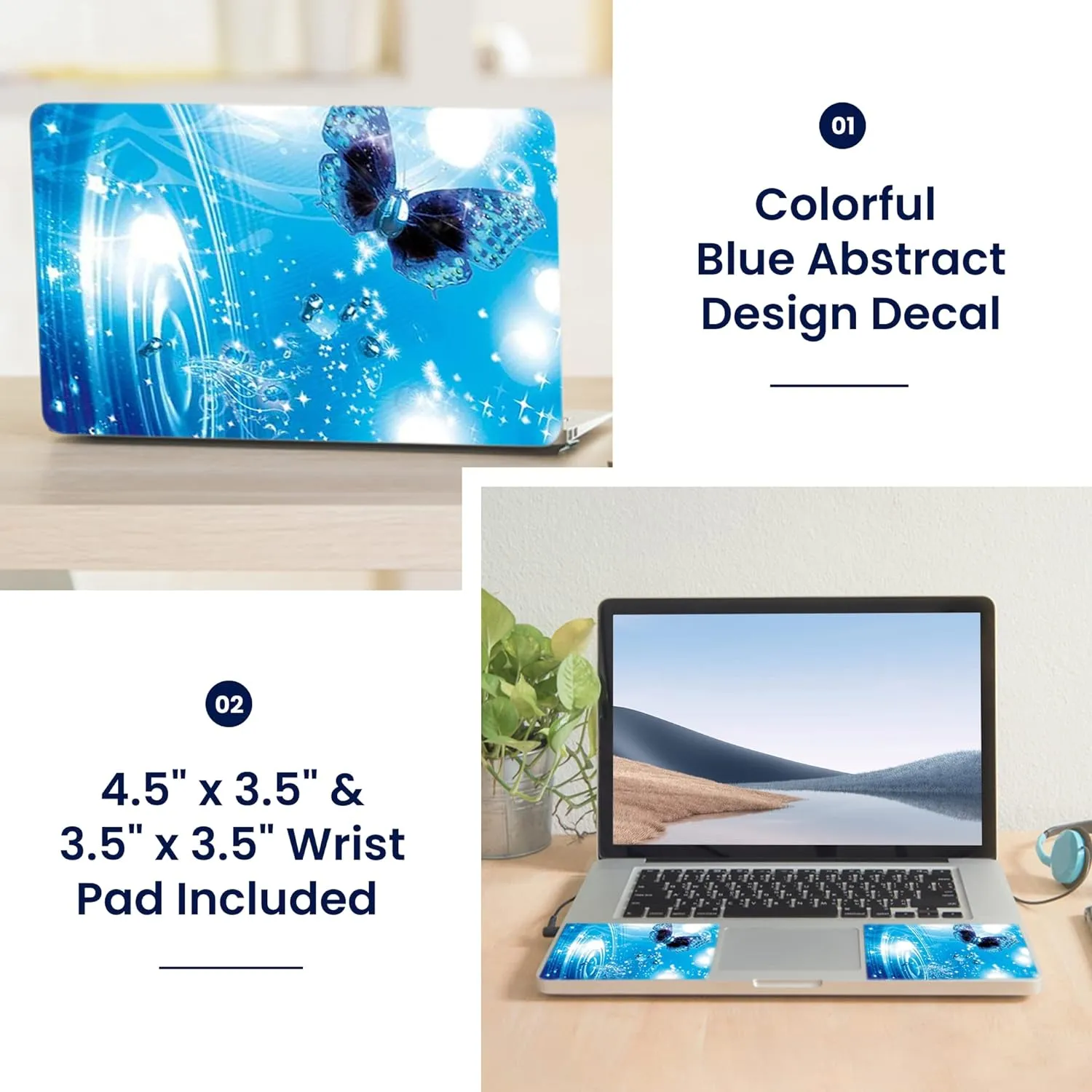 Laptop Notebook Skin Decal with 2 Matching Wrist Pads - Water Butterfly