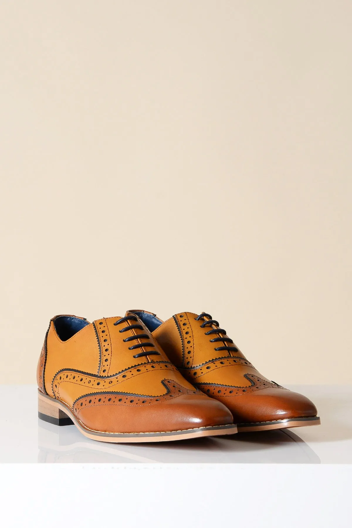 MARCO - Tan Leather Oxford Wingtip Shoe