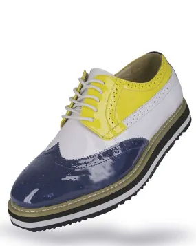 Men's Leather Shoes - Spirit Blue/Yellow/White