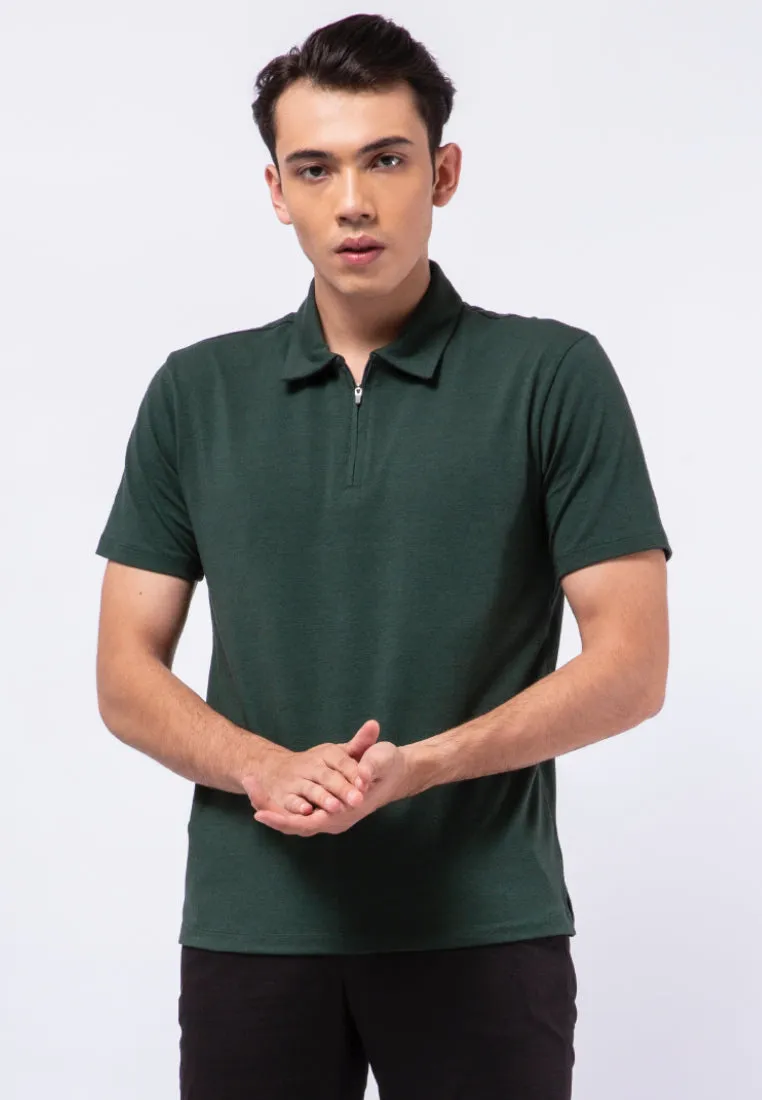 Polo Shirt with Zipper Details