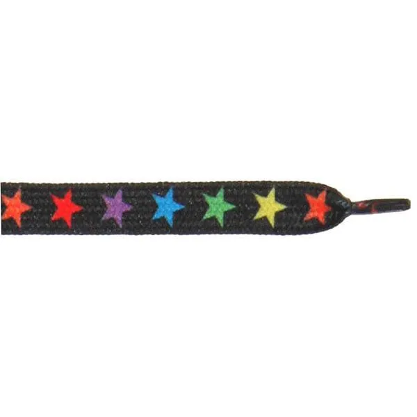 Printed 9/16 Flat Laces - Colorful Stars (1 Pair Pack) Shoelaces