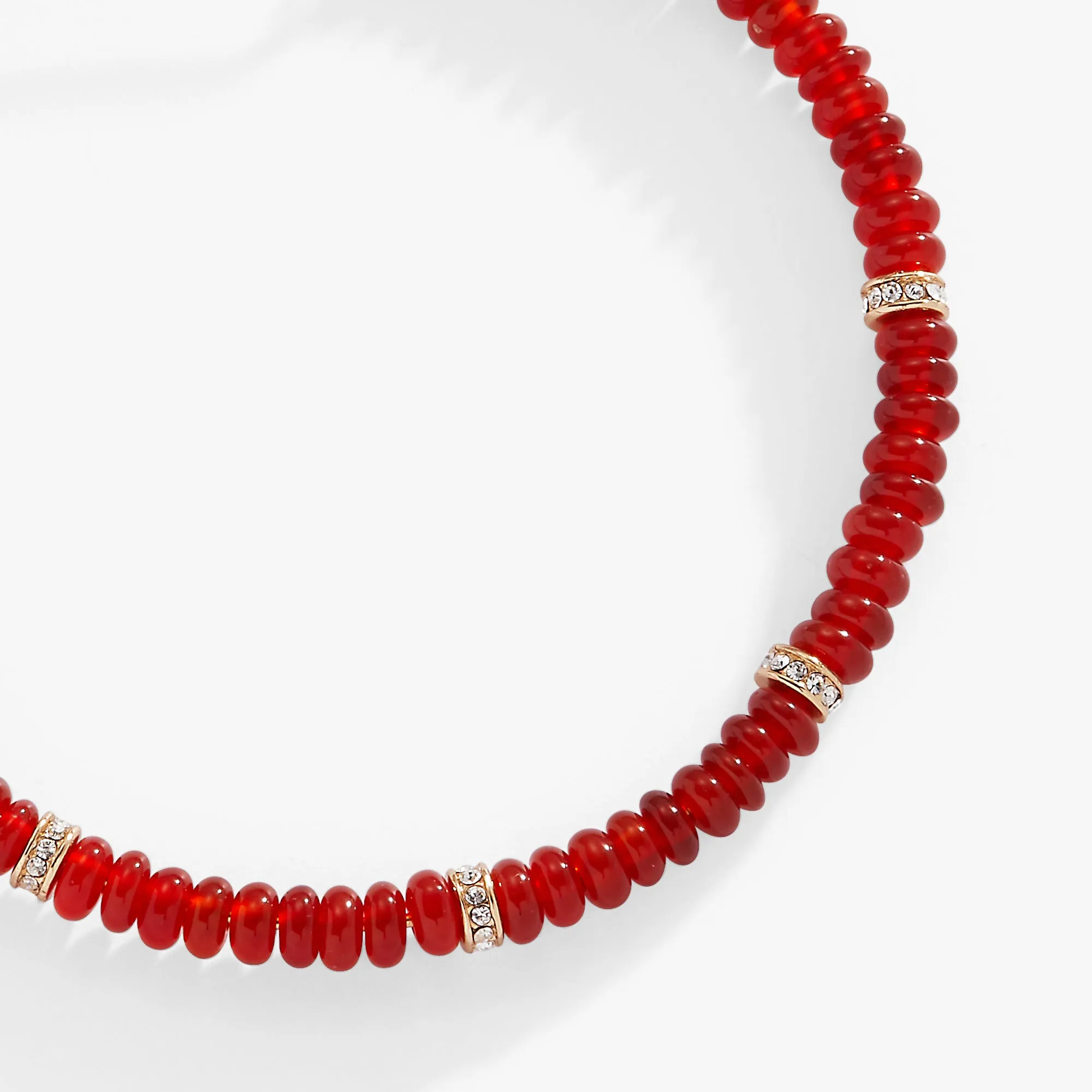 Red Semi-Precious Rondelle Beaded Bangle