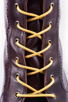 Round Yellow Waxed Cotton Bootlaces