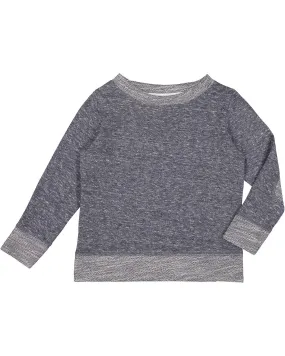 RS3379 Rabbit Skins Toddler Harborside Melange French Terry Crewneck with Elbow Patches