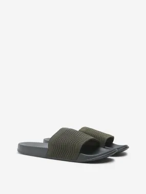 SOLEPLAY Olive Chevron Textured Slides