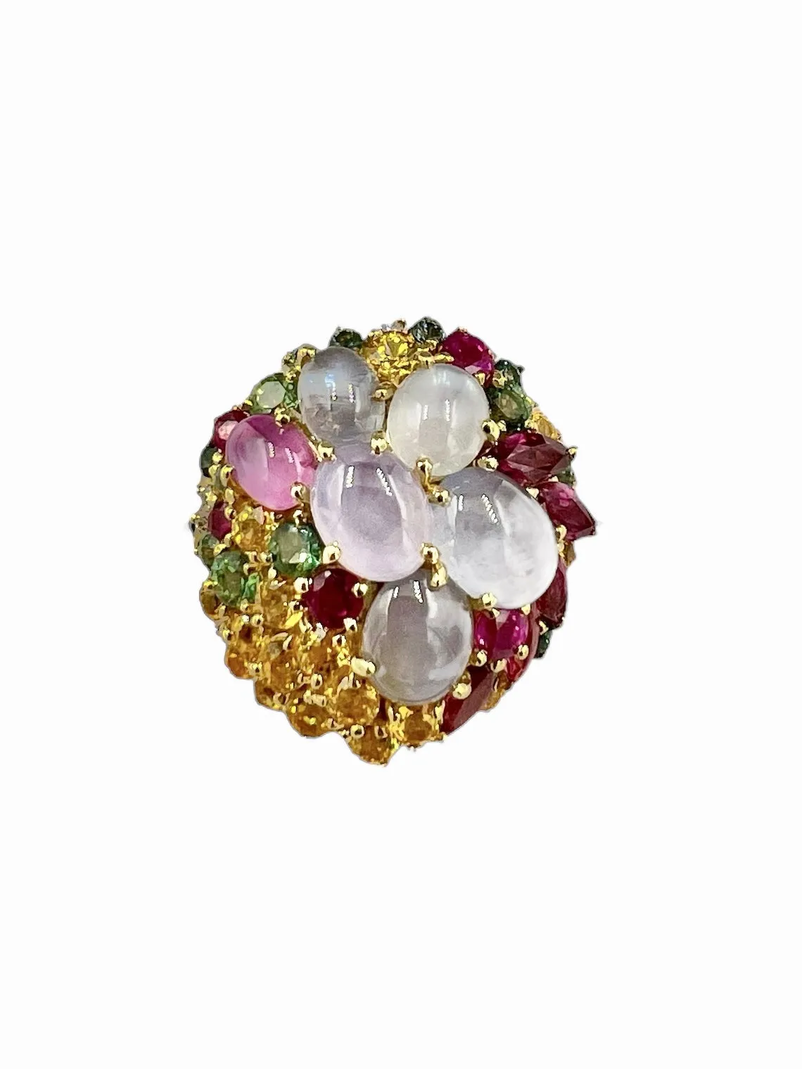 Star Sapphires and Multi Colored Sapphires Diamond Yellow Gold Cocktail Ring