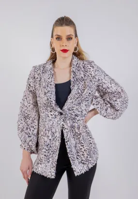 Textured Sequin Blazer with Balloon Sleeves