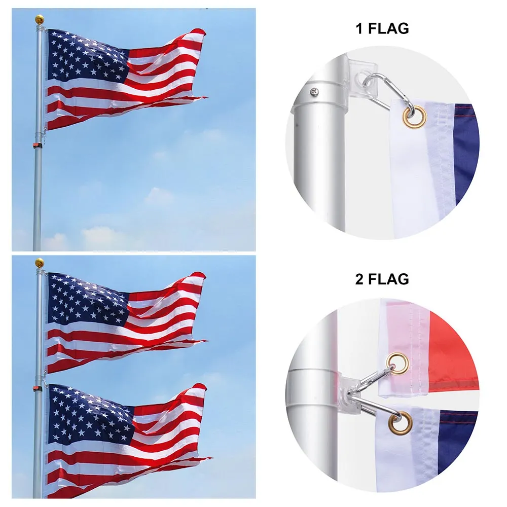 TheLAShop 25ft Telescoping Flagpole Kit with Light Solar Powered