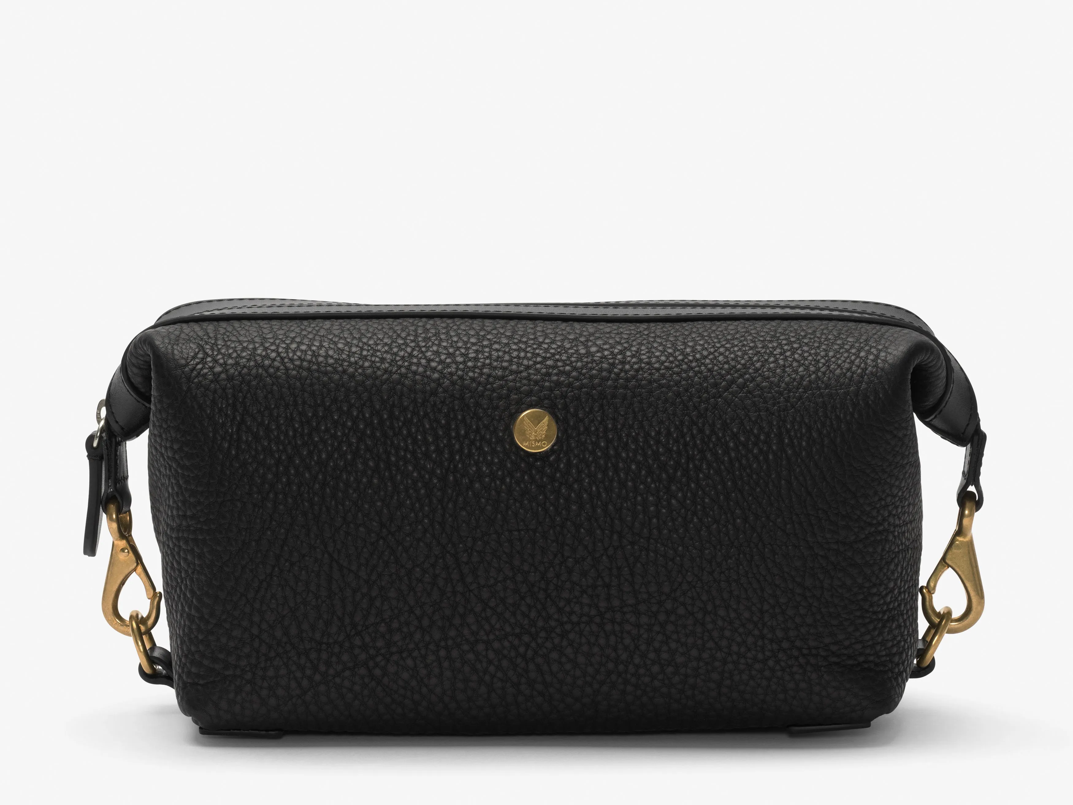 Washbag, Leather - Black/Black